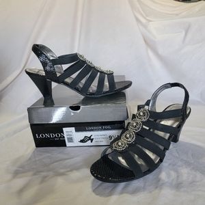 London Fog Black Stretch Heels